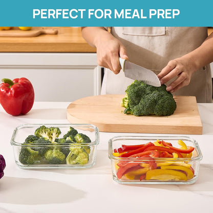 2Pack 1860ml/63oz Large Glass Storage Containers With Lids, Grey