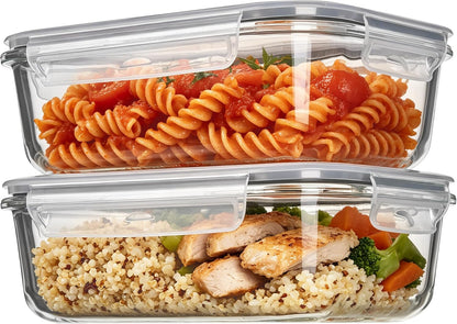 2Pack 1860ml/63oz Large Glass Storage Containers With Lids, Grey