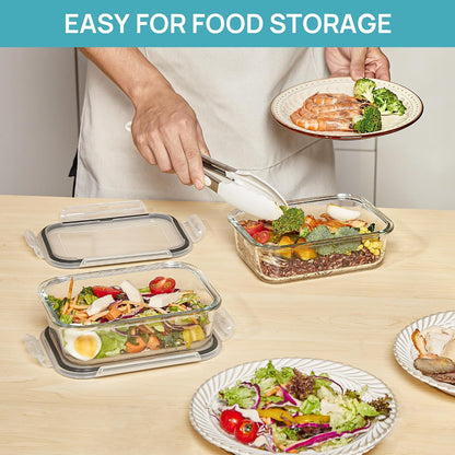 2Pack 1860ml/63oz Large Glass Storage Containers With Lids, Grey