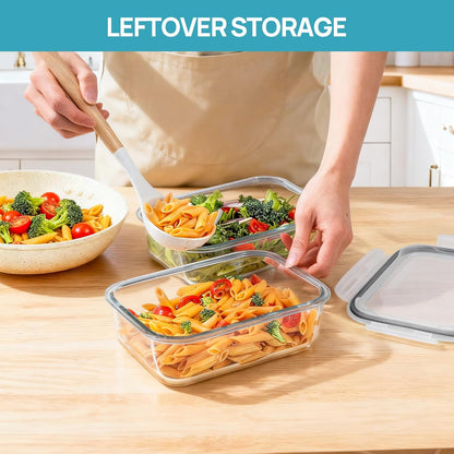 2Pack 1860ml/63oz Large Glass Storage Containers With Lids, Grey