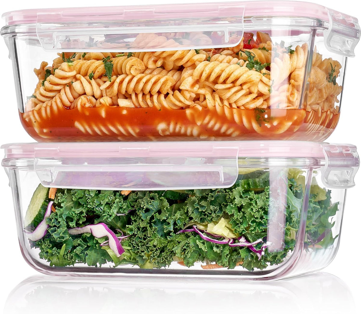 2Pack 1860ml/63oz Large Glass Storage Containers With Lids, Grey