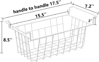 Slideep Chest Freezer Organizer Bins 16.5 Inch, Deep Upright Freezer Baskets Metal Wire Storage Container for Kitchen, White, Set of 2
