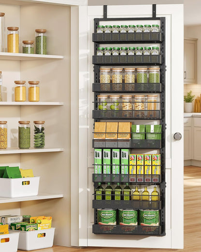 SAYZH 8 Tiers Over the Door Pantry Organizer,17.2"W x 6.2"D x 69.2"H, Black