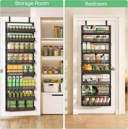 SAYZH 8 Tiers Over the Door Pantry Organizer,17.2"W x 6.2"D x 69.2"H, Black