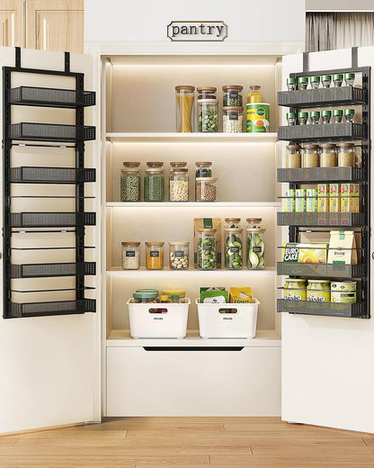 SAYZH 8 Tiers Over the Door Pantry Organizer,17.2"W x 6.2"D x 69.2"H, Black