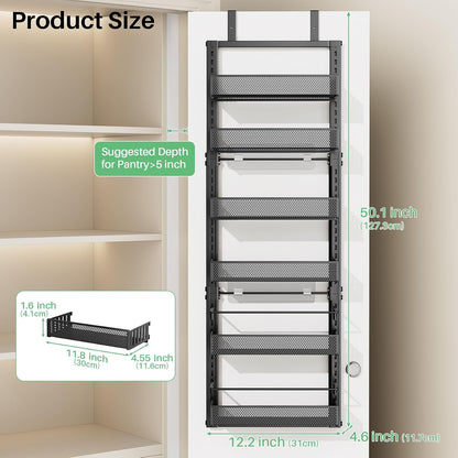 SAYZH 8 Tiers Over the Door Pantry Organizer,17.2"W x 6.2"D x 69.2"H, Black