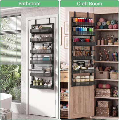 SAYZH 8 Tiers Over the Door Pantry Organizer,17.2"W x 6.2"D x 69.2"H, Black