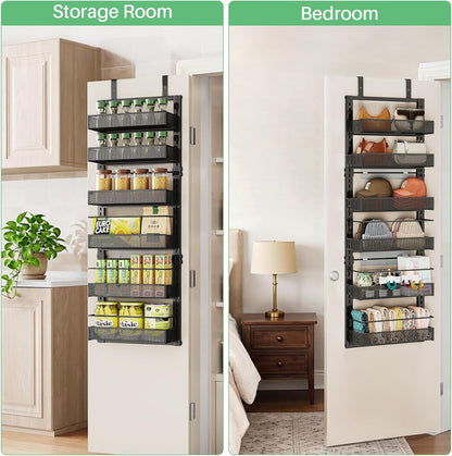 SAYZH 8 Tiers Over the Door Pantry Organizer,17.2"W x 6.2"D x 69.2"H, Black