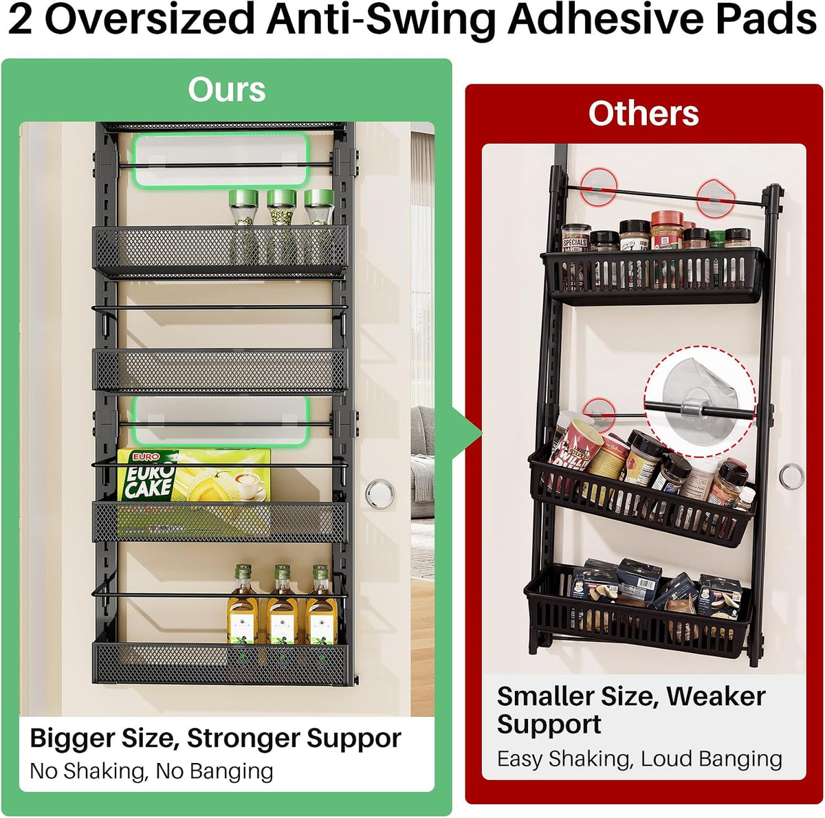 SAYZH 8 Tiers Over the Door Pantry Organizer,17.2"W x 6.2"D x 69.2"H, Black