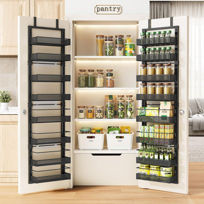 SAYZH 8 Tiers Over the Door Pantry Organizer,17.2"W x 6.2"D x 69.2"H, Black
