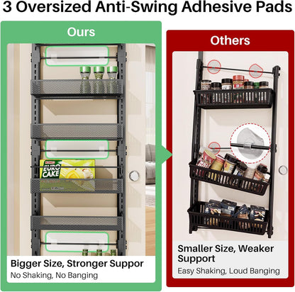 SAYZH 8 Tiers Over the Door Pantry Organizer,17.2"W x 6.2"D x 69.2"H, Black