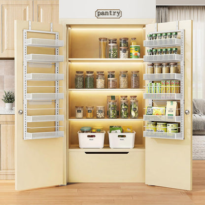 SAYZH 8 Tiers Over the Door Pantry Organizer,17.2"W x 6.2"D x 69.2"H, Black