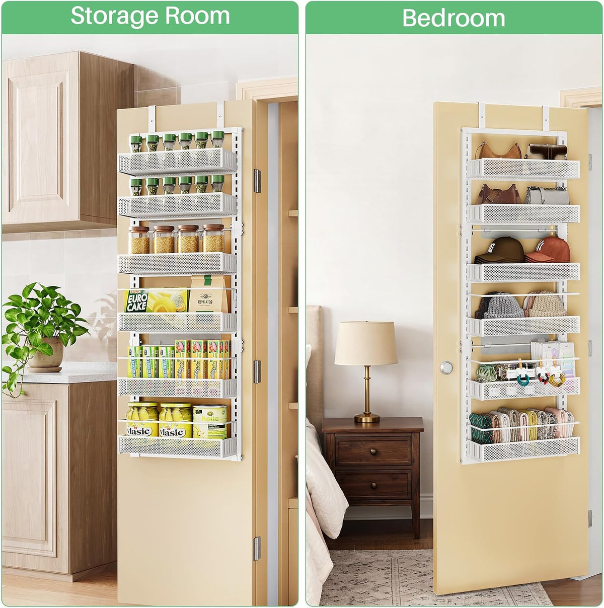 SAYZH 8 Tiers Over the Door Pantry Organizer,17.2"W x 6.2"D x 69.2"H, Black