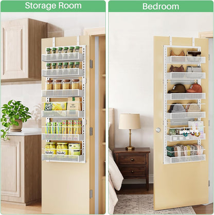 SAYZH 8 Tiers Over the Door Pantry Organizer,17.2"W x 6.2"D x 69.2"H, Black