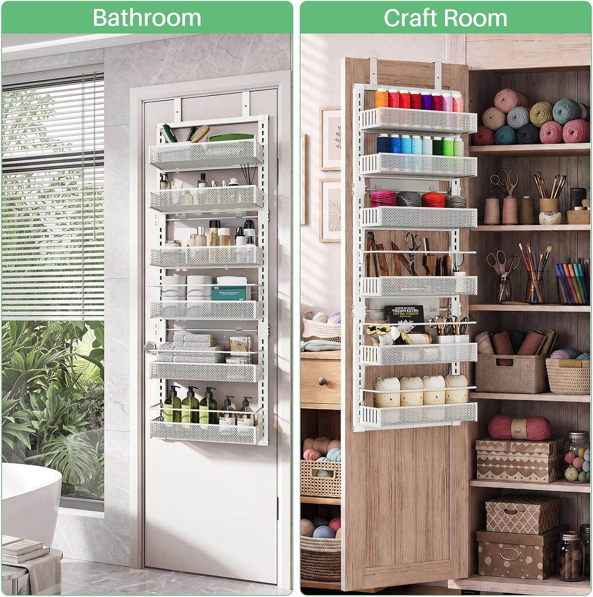 SAYZH 8 Tiers Over the Door Pantry Organizer,17.2"W x 6.2"D x 69.2"H, Black