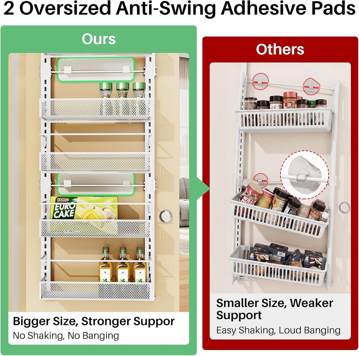 SAYZH 8 Tiers Over the Door Pantry Organizer,17.2"W x 6.2"D x 69.2"H, Black