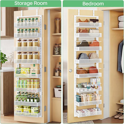 SAYZH 8 Tiers Over the Door Pantry Organizer,17.2"W x 6.2"D x 69.2"H, Black