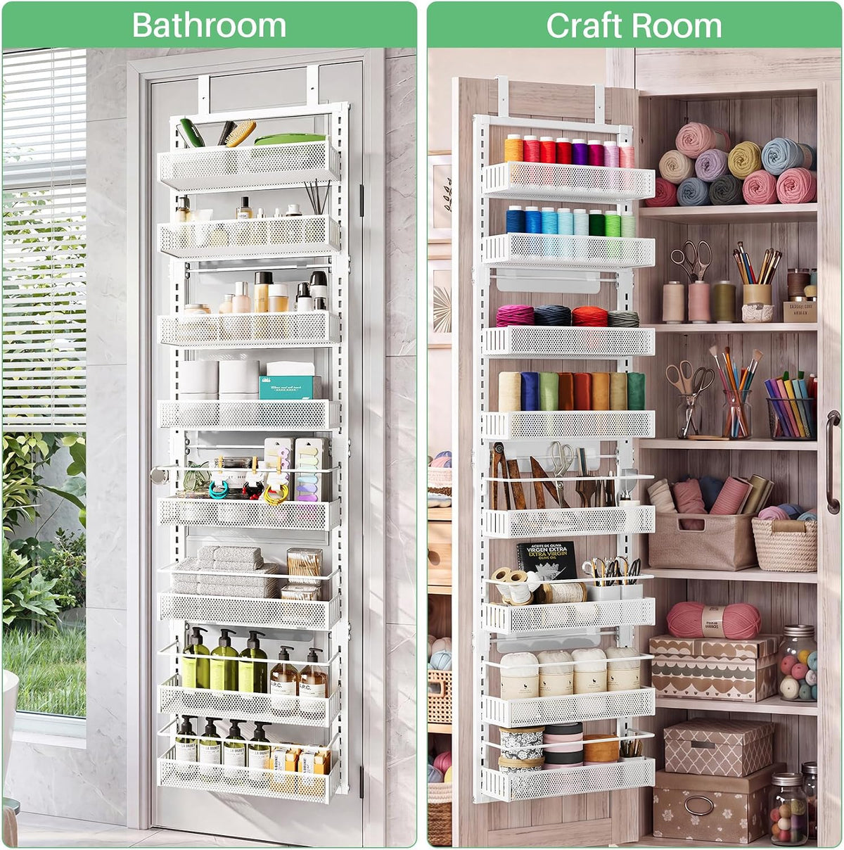 SAYZH 8 Tiers Over the Door Pantry Organizer,17.2"W x 6.2"D x 69.2"H, Black