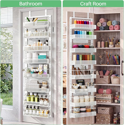 SAYZH 8 Tiers Over the Door Pantry Organizer,17.2"W x 6.2"D x 69.2"H, Black