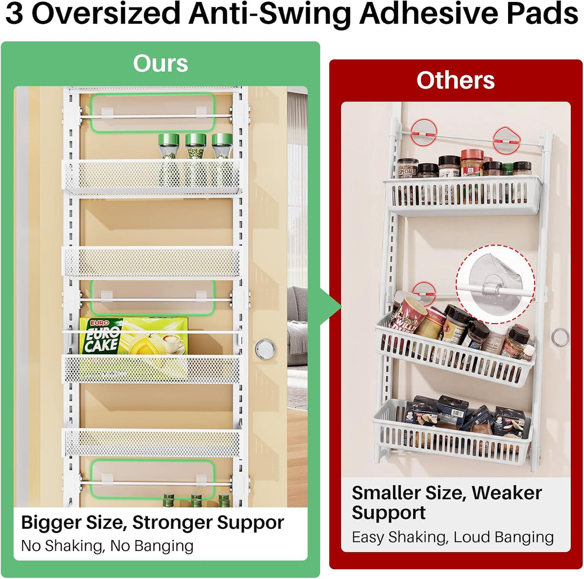 SAYZH 8 Tiers Over the Door Pantry Organizer,17.2"W x 6.2"D x 69.2"H, Black