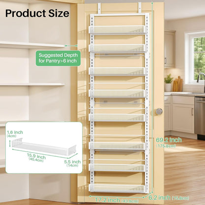 SAYZH 8 Tiers Over the Door Pantry Organizer,17.2"W x 6.2"D x 69.2"H, Black