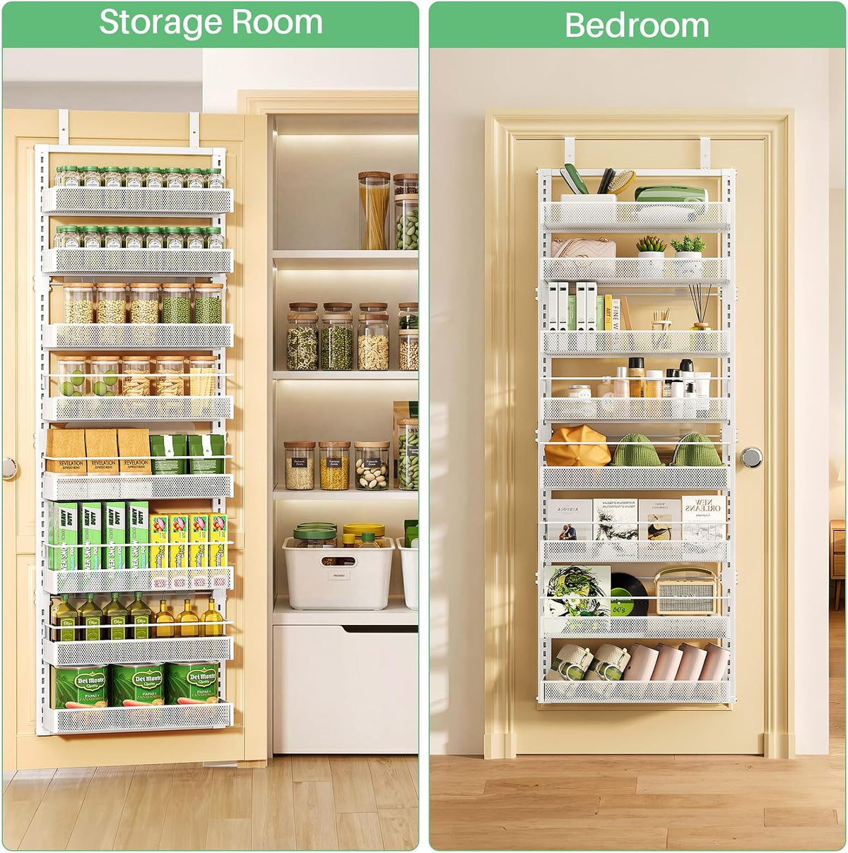 SAYZH 8 Tiers Over the Door Pantry Organizer,17.2"W x 6.2"D x 69.2"H, Black