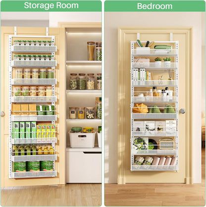 SAYZH 8 Tiers Over the Door Pantry Organizer,17.2"W x 6.2"D x 69.2"H, Black