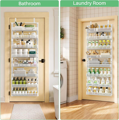 SAYZH 8 Tiers Over the Door Pantry Organizer,17.2"W x 6.2"D x 69.2"H, Black