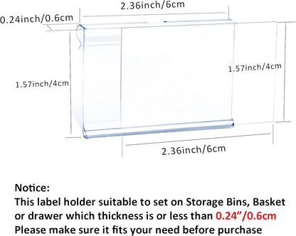50pcs Labels for Storage Bins Plastic Label Clip, Basket Labels Clip On Wire Shelf Price Label Holder Merchandise Sign Display Holder, 50pcs Label Insert Included (6x4cm)