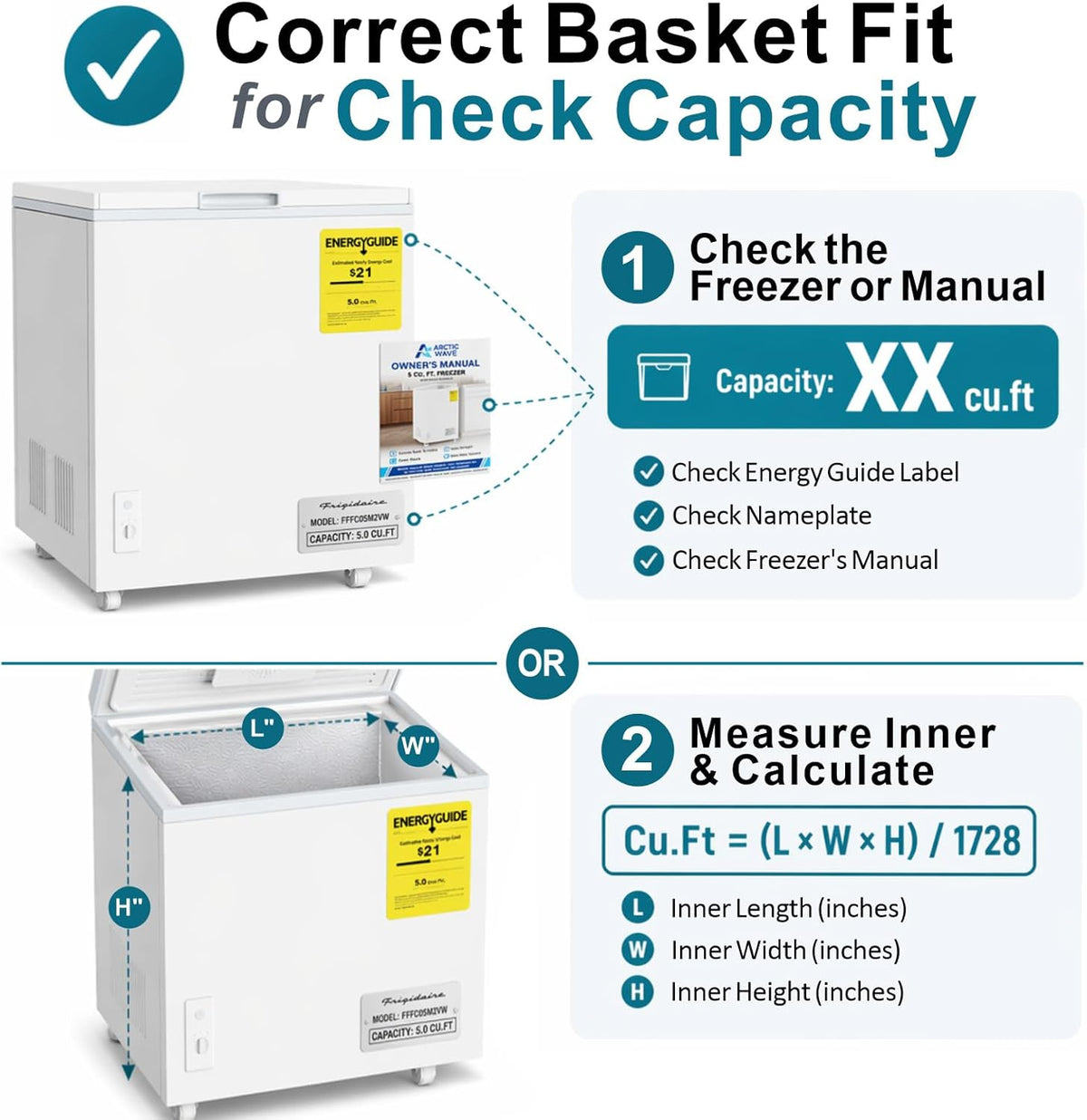 Freezer Organizer Bins - Storage Baskets for 5 Cu.Ft | Easy Food Access, Stackable Wire Storage, Vertical Space for Frozen Food, Sorts Meat, Vegetables and Bagged Items, Home