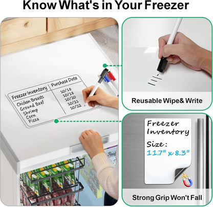Freezer Organizer Bins - Storage Baskets for 5 Cu.Ft | Easy Food Access, Stackable Wire Storage, Vertical Space for Frozen Food, Sorts Meat, Vegetables and Bagged Items, Home