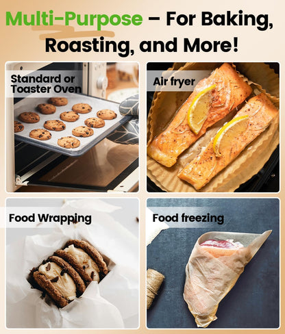 200 PCS Unbleached Parchment Paper Sheets for Baking 12x16 Inches, Non-Stick and Non-Toxic Pre-cut Parchment Sheets for Oven, Cooking, Grilling, Air Fryer and Steaming - Fit for Half Sheet Pans