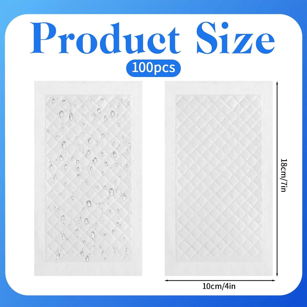 100-Piece Meat Absorbent Pads, 4x7 Inch 60 Grams Capacity Food-Grade White Soaker Pads for Meat, Fish Packaging