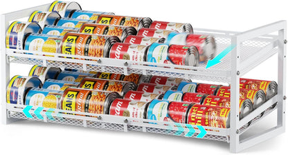 Can Organizer for Pantry - Expandable Width, Holds 48 Cans, Black | First-In First-Out Flow, Adjustable Width for Soda, Soup and Food Cans, For Pantry Shelf Storage and Easy Restocking