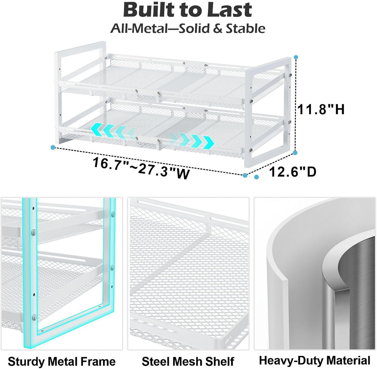 Can Organizer for Pantry - Expandable Width, Holds 48 Cans, Black | First-In First-Out Flow, Adjustable Width for Soda, Soup and Food Cans, For Pantry Shelf Storage and Easy Restocking