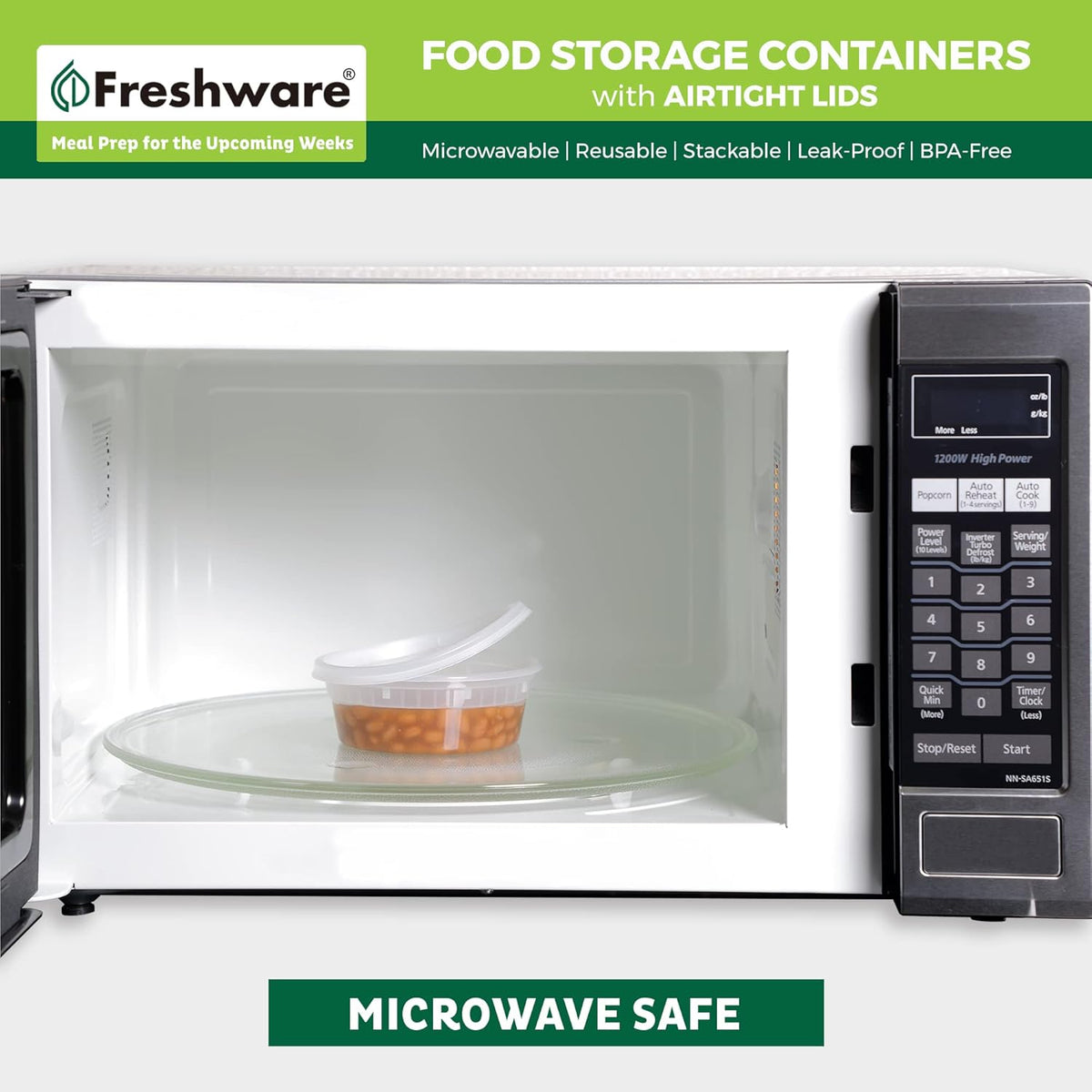 Food Storage Containers 8 oz Plastic Deli Containers with Lids, Slime, Soup, Meal Prep Containers | BPA Free | Stackable | Leakproof | Microwave/Dishwasher/Freezer Safe