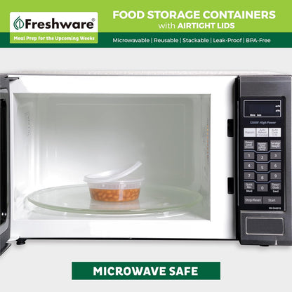 Food Storage Containers 8 oz Plastic Deli Containers with Lids, Slime, Soup, Meal Prep Containers | BPA Free | Stackable | Leakproof | Microwave/Dishwasher/Freezer Safe