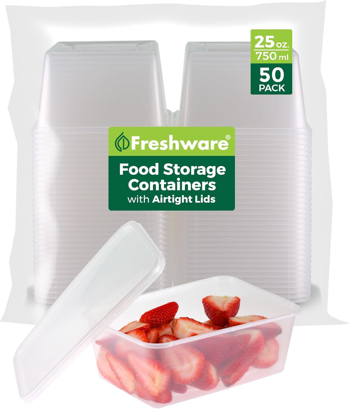 Food Storage Containers 8 oz Plastic Deli Containers with Lids, Slime, Soup, Meal Prep Containers | BPA Free | Stackable | Leakproof | Microwave/Dishwasher/Freezer Safe