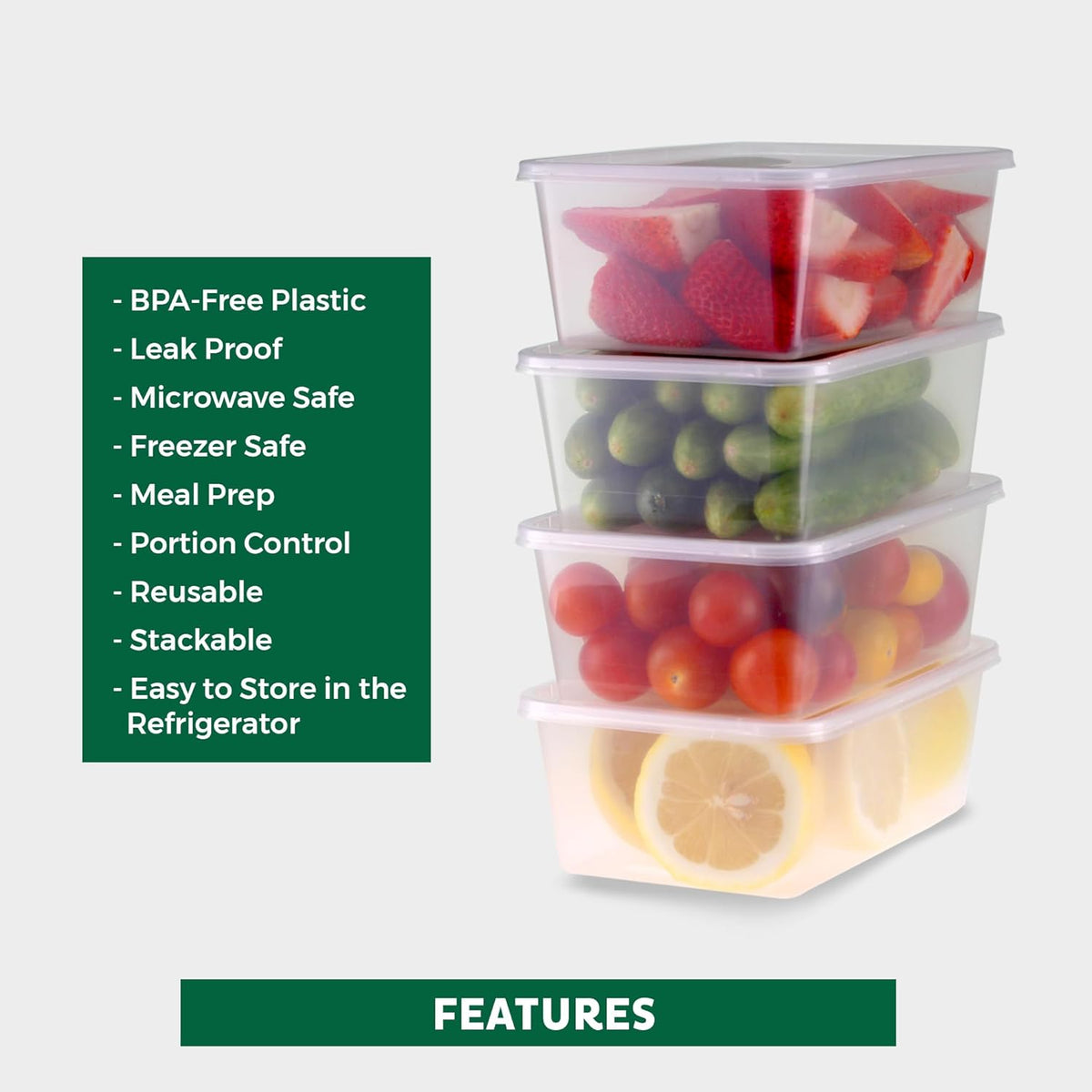 Food Storage Containers 8 oz Plastic Deli Containers with Lids, Slime, Soup, Meal Prep Containers | BPA Free | Stackable | Leakproof | Microwave/Dishwasher/Freezer Safe