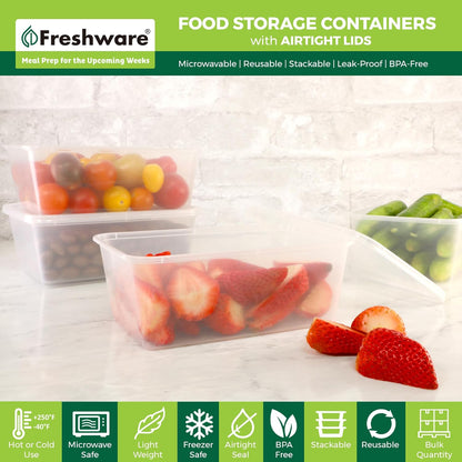 Food Storage Containers 8 oz Plastic Deli Containers with Lids, Slime, Soup, Meal Prep Containers | BPA Free | Stackable | Leakproof | Microwave/Dishwasher/Freezer Safe