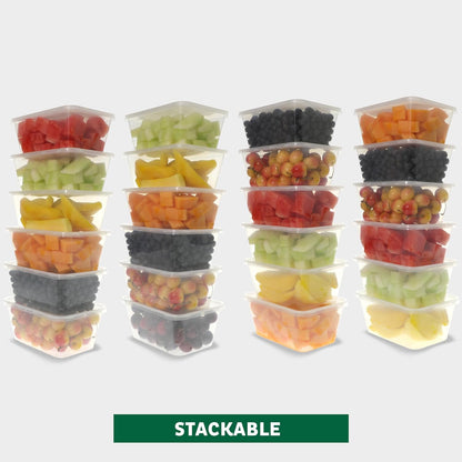 Food Storage Containers 8 oz Plastic Deli Containers with Lids, Slime, Soup, Meal Prep Containers | BPA Free | Stackable | Leakproof | Microwave/Dishwasher/Freezer Safe