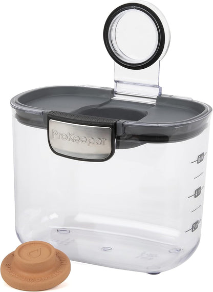 ProKeeper+ Clear Plastic Airtight Food Baker's Kitchen Storage Organization Container Canister Set with Magnetic Accessories (Flour 4-Quart)