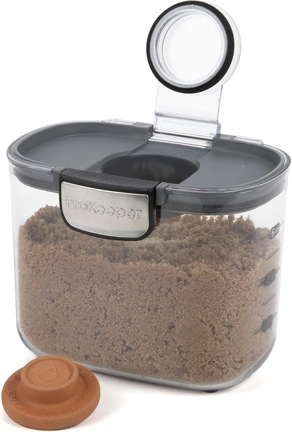 ProKeeper+ Clear Plastic Airtight Food Baker's Kitchen Storage Organization Container Canister Set with Magnetic Accessories (Flour 4-Quart)