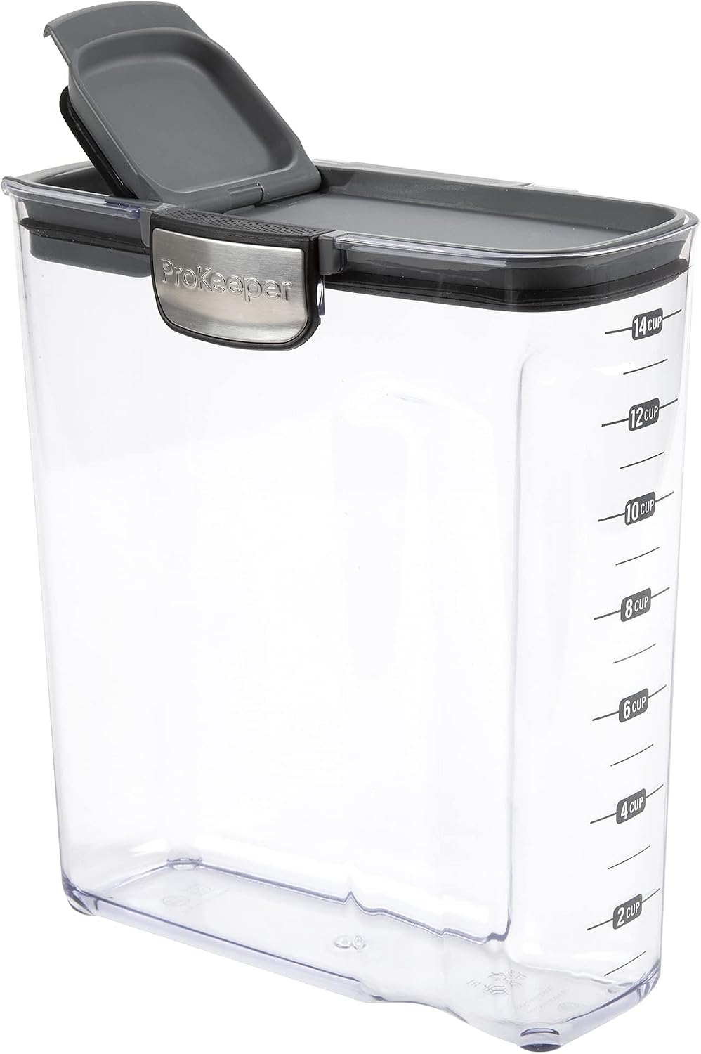 ProKeeper+ Clear Plastic Airtight Food Baker's Kitchen Storage Organization Container Canister Set with Magnetic Accessories (Flour 4-Quart)