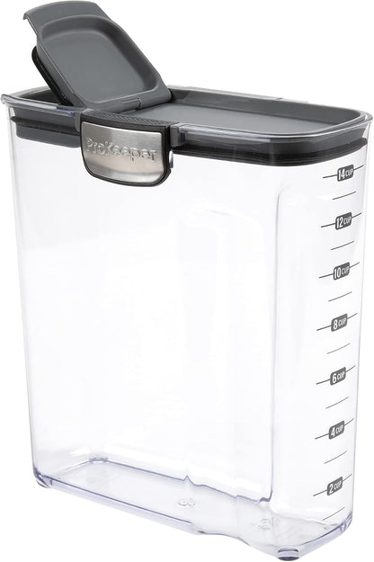 ProKeeper+ Clear Plastic Airtight Food Baker's Kitchen Storage Organization Container Canister Set with Magnetic Accessories (Flour 4-Quart)