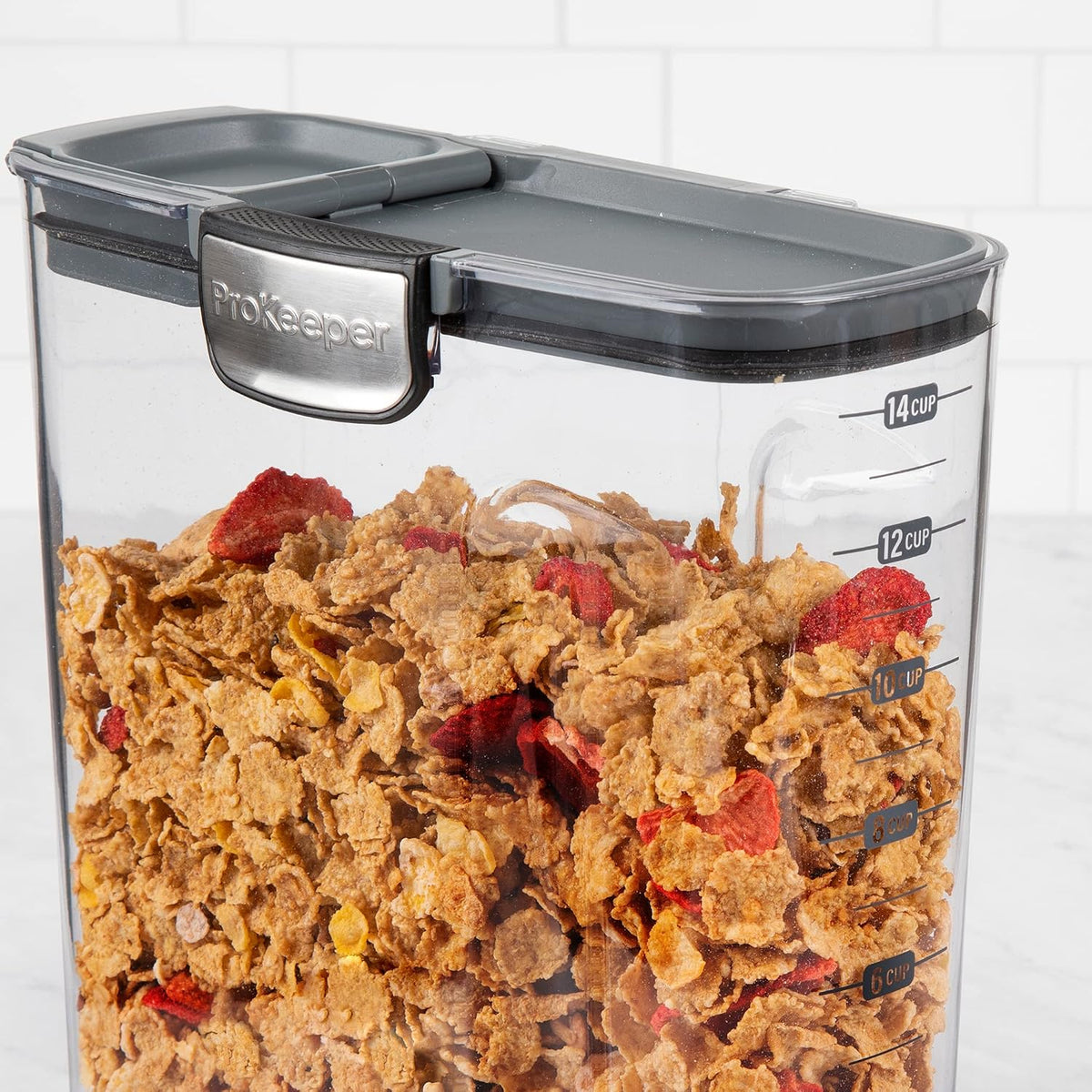 ProKeeper+ Clear Plastic Airtight Food Baker's Kitchen Storage Organization Container Canister Set with Magnetic Accessories (Flour 4-Quart)
