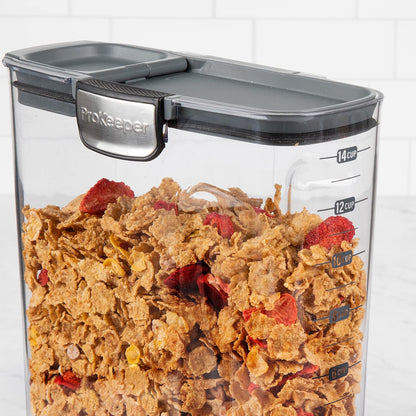 ProKeeper+ Clear Plastic Airtight Food Baker's Kitchen Storage Organization Container Canister Set with Magnetic Accessories (Flour 4-Quart)