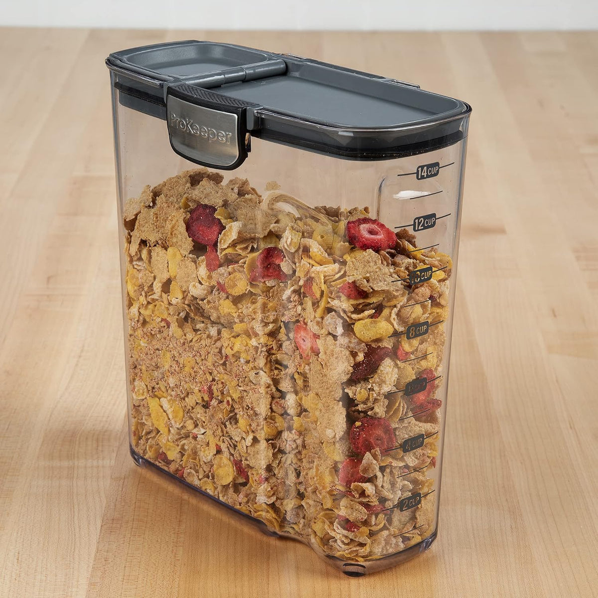 ProKeeper+ Clear Plastic Airtight Food Baker's Kitchen Storage Organization Container Canister Set with Magnetic Accessories (Flour 4-Quart)