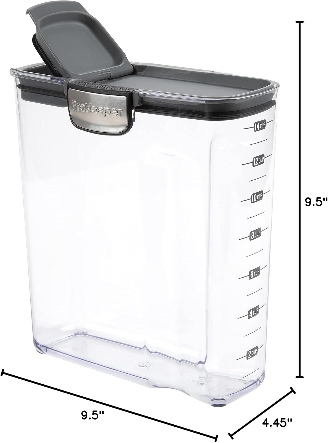 ProKeeper+ Clear Plastic Airtight Food Baker's Kitchen Storage Organization Container Canister Set with Magnetic Accessories (Flour 4-Quart)
