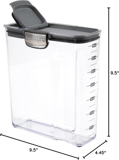 ProKeeper+ Clear Plastic Airtight Food Baker's Kitchen Storage Organization Container Canister Set with Magnetic Accessories (Flour 4-Quart)